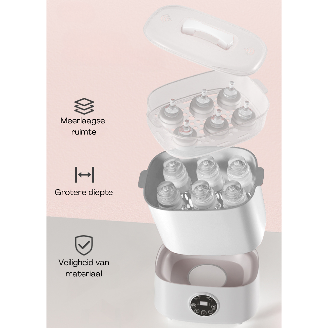 Livista® - 5-in-1 Babyfles Sterilisator en Warmer – Slimme Stoomsterilisator – Flesverwarmer, Fopspeen Sterilisator en Droger – Wit