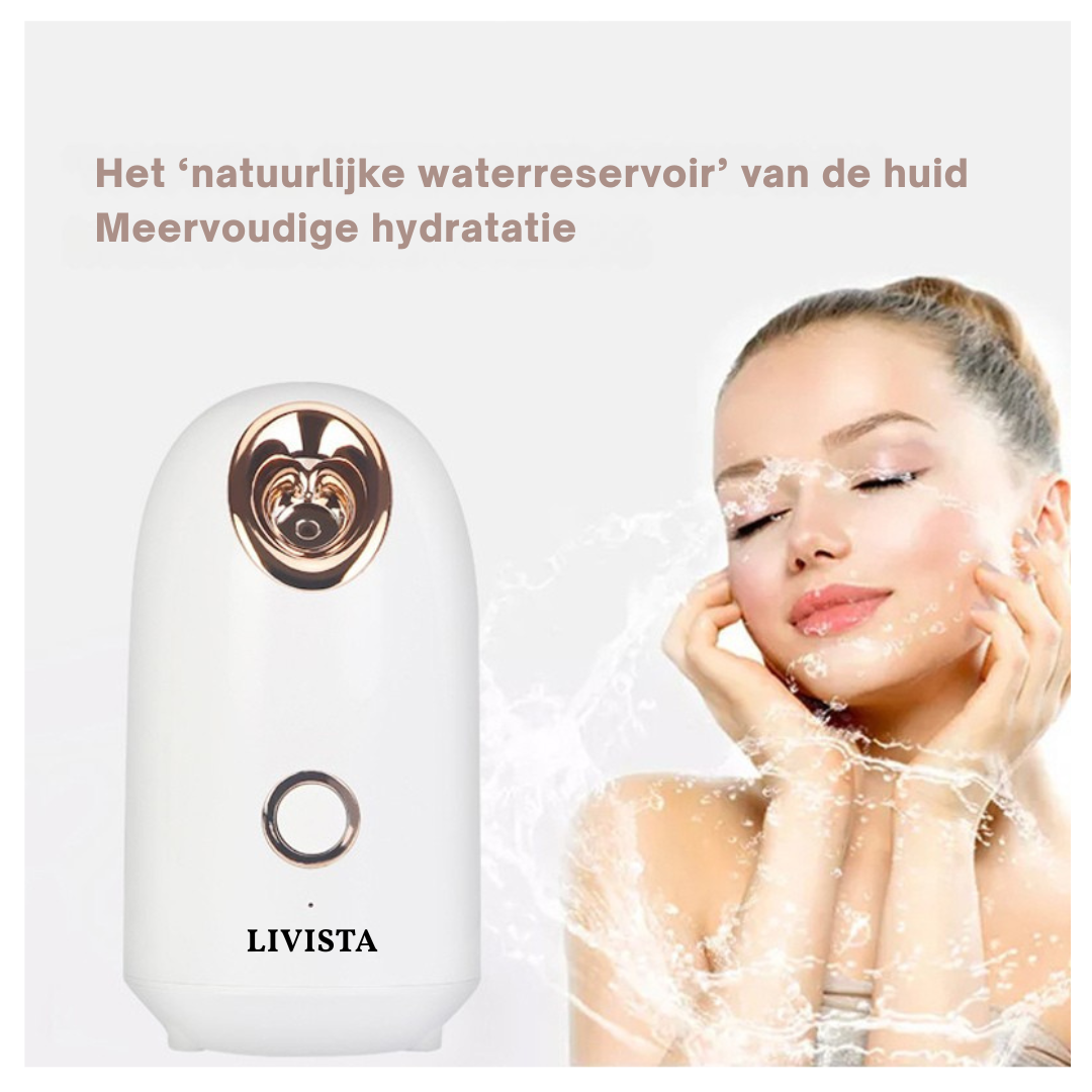 Livista Gezichtsstoomapparaat - Diepe reiniging & hydratatie – 150 ml water tan - eenvoudige bediening - wit