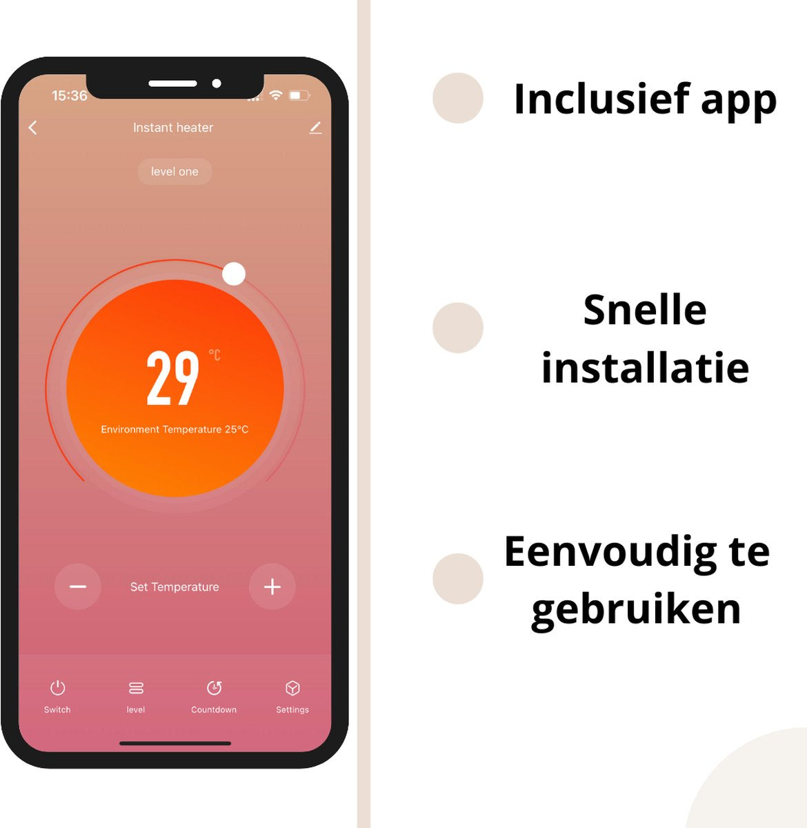 Livista Slimme Terrasverwarmer - Heater Elektrisch - 2000W - Heater - Bediening met App of Afstandsbediening - Muur Montage - Binnen en Buiten - Zwart