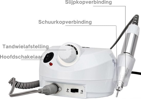 Livista® Nagelfreesmachine - Multifunctionele Elektrische Nagelfrees - 35.000 RPM Professionele Polijst en Verwijderingsmachine - Hoge Kwaliteit - Geschikt voor Handen/Voeten - Voetpedaalbediening - Wit