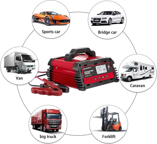 Truskore® Industriële Acculader - 12/24V 5/10/25A - Geschikt voor Diverse Voertuigen - Volautomatische Bediening - Dikke Koperen Kern Ontwerp - Repareer modus - Oplaad Puls Technologie