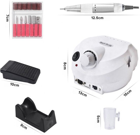 Livista® Nagelfreesmachine - Multifunctionele Elektrische Nagelfrees - 35.000 RPM Professionele Polijst en Verwijderingsmachine - Hoge Kwaliteit - Geschikt voor Handen/Voeten - Voetpedaalbediening - Wit