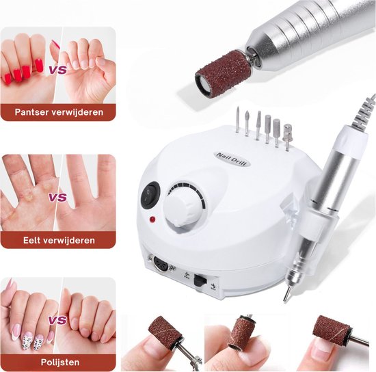 Livista® Nagelfreesmachine - Multifunctionele Elektrische Nagelfrees - 35.000 RPM Professionele Polijst en Verwijderingsmachine - Hoge Kwaliteit - Geschikt voor Handen/Voeten - Voetpedaalbediening - Wit