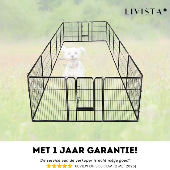 Livista Puppyren - Hondenren - Hondenbench - 8 kennelpanelen - 80 x 60 cm Ø 420 cm - Staal