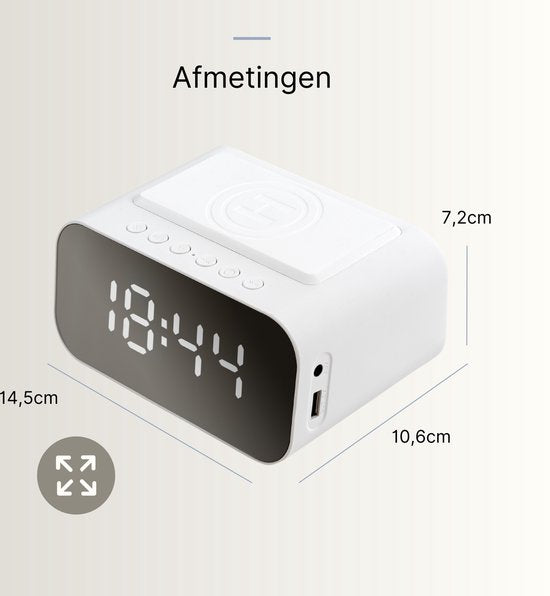 Livista Digitale wekker met radiofunctie - draadloze oplader - Wekker-Wit - Bluetooth-speaker - Wekkers digitaal - Thermometer functie - Wekkers digitaal op netstroom - Dubbel alarm - Digitale-Wekkerradio