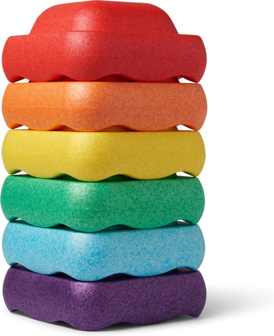 Livista Stapelstenen - Balanceerstenen - regenboog - 6 stuks - Balans speelgoed - Vierkant