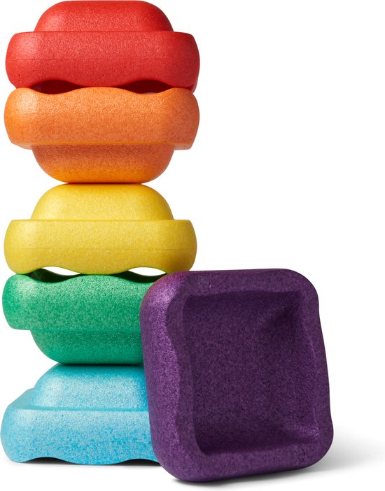 Livista Stapelstenen - Balanceerstenen - regenboog - 6 stuks - Balans speelgoed - Vierkant