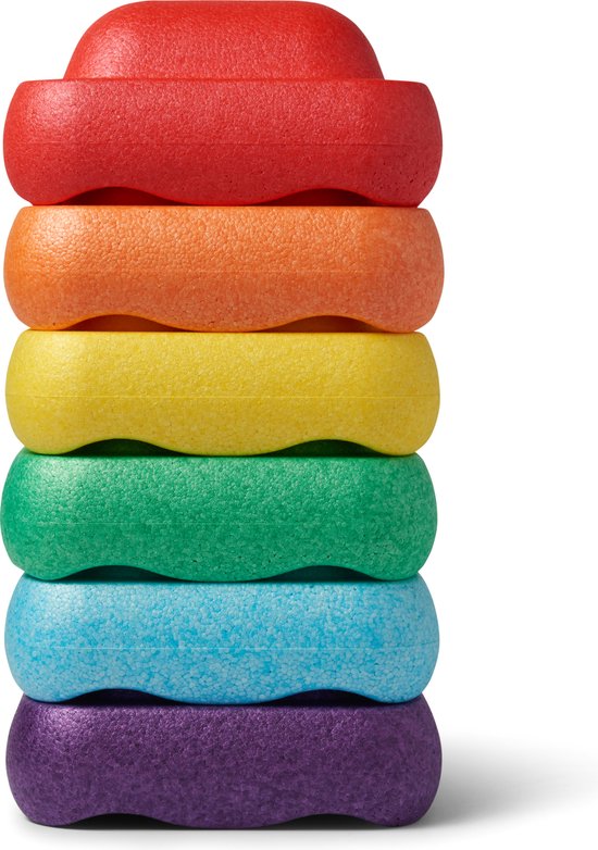 Livista Stapelstenen - Balanceerstenen - regenboog - 6 stuks - Balans speelgoed - Vierkant