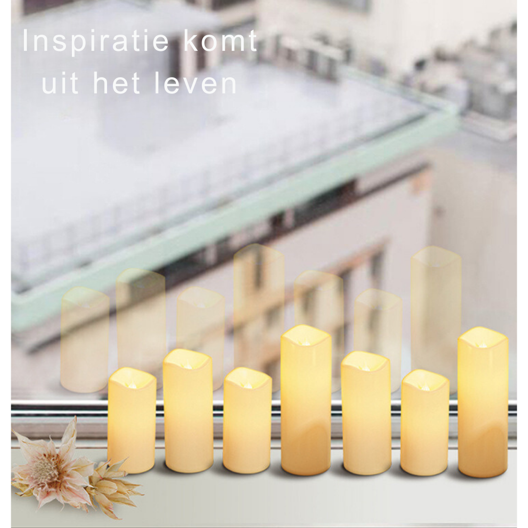 Livista® - LED Kaarsen met Afstandsbediening – 12 Stuks – 4 Verschillende Maten – 2 Afstandsbedieningen – Vlam Effect – Timerfunctie – Waterdicht