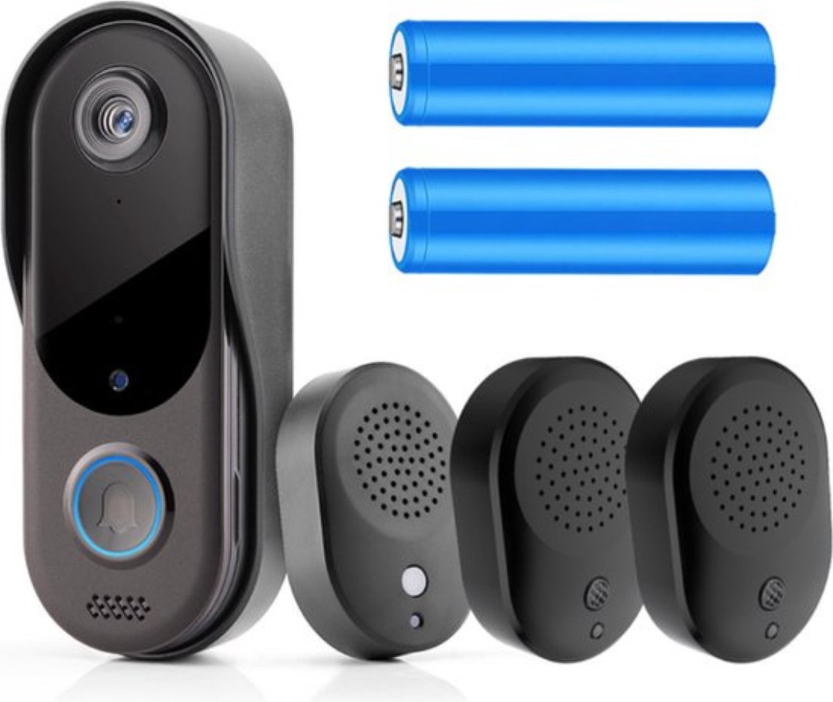 Truskore Video deurbel met camera en wifi - Draadloos, beveiliging Video Intercom Draadloze, inclusief twee batterijen