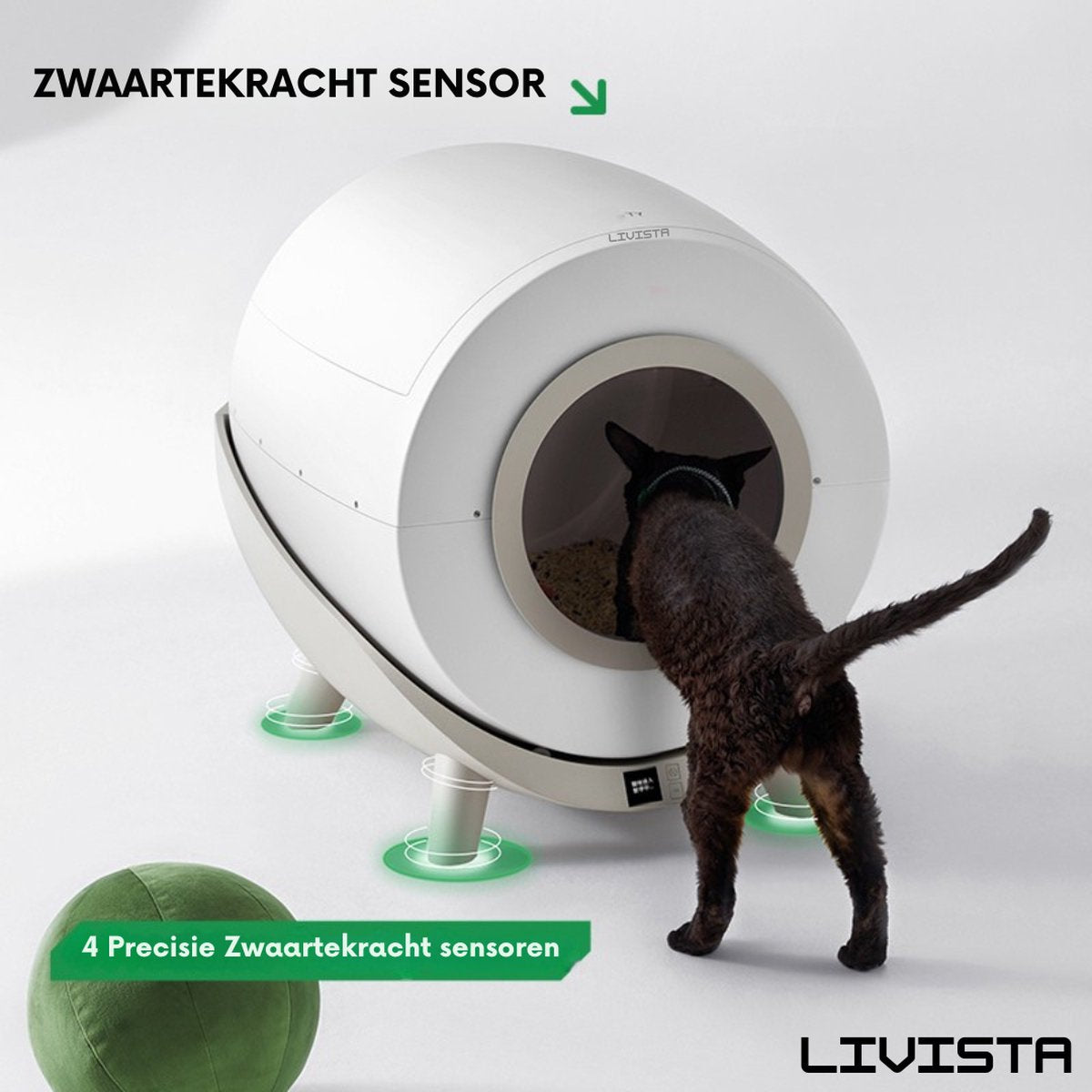 Livista Automatische Kattenbak - Zelfreinigend - Elektrische & Zelfreinigende Scoopfree Robot - 80L XXL - incl. Kattenbakmat, App & Zakken