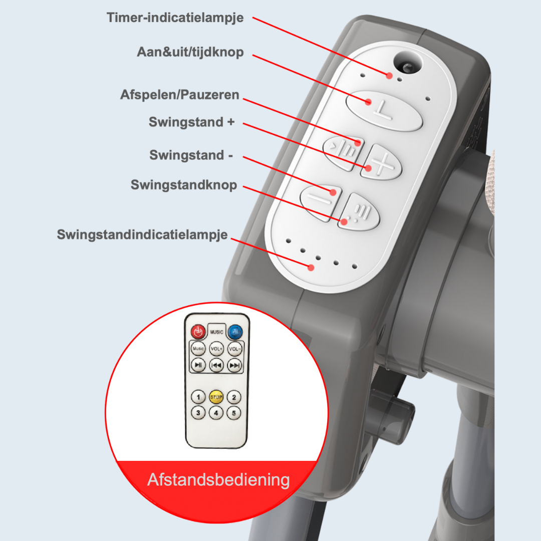 Livista® - Elektrische Wipstoel voor Baby's - BabySchommelstoel - Baby Swing - 5 Verstelbare Schommelniveaus - 3 Timerinstellingen - Intelligente Dubbele Bediening