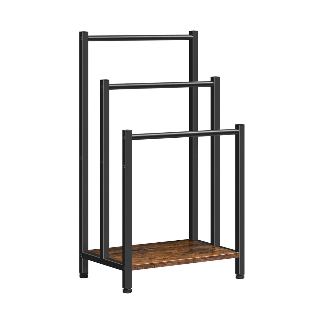 Livista Handdoekrek – 3-Armen – Vrijstaand Handdoekenrek – Zwart Metaal