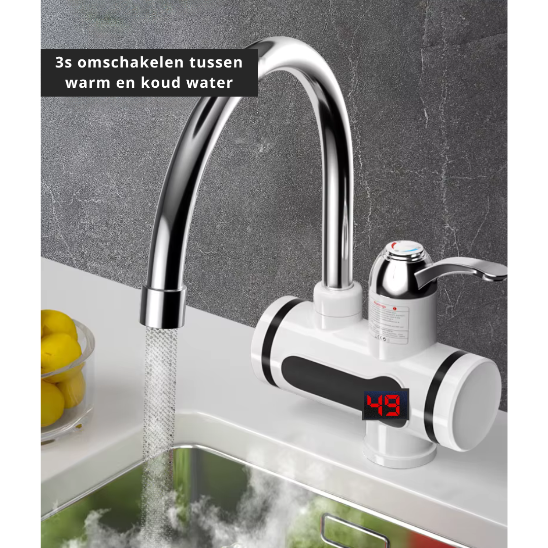 Truskore Elektrische Waterkraan – 360° Draaibare Instant Kraan – Digitale Temperatuurweergave – Eenvoudige Installatie – 3000W