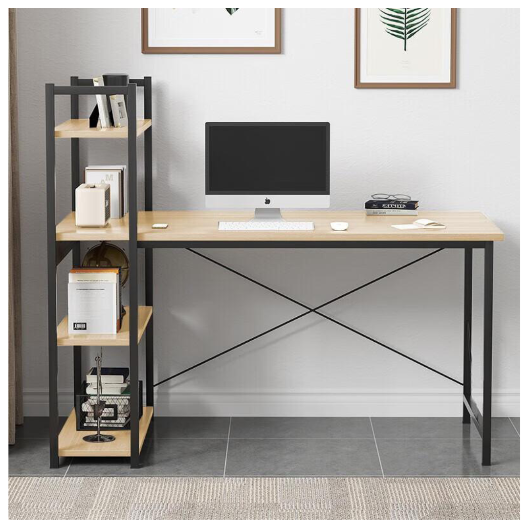 Livista Bureau – 120x60x70 cm – Computertafel met Opbergplank – Metaal & Hout – Industrieel Design – Ideaal voor Werkruimte – Hoogwaardige Kwaliteit – Houtkleur