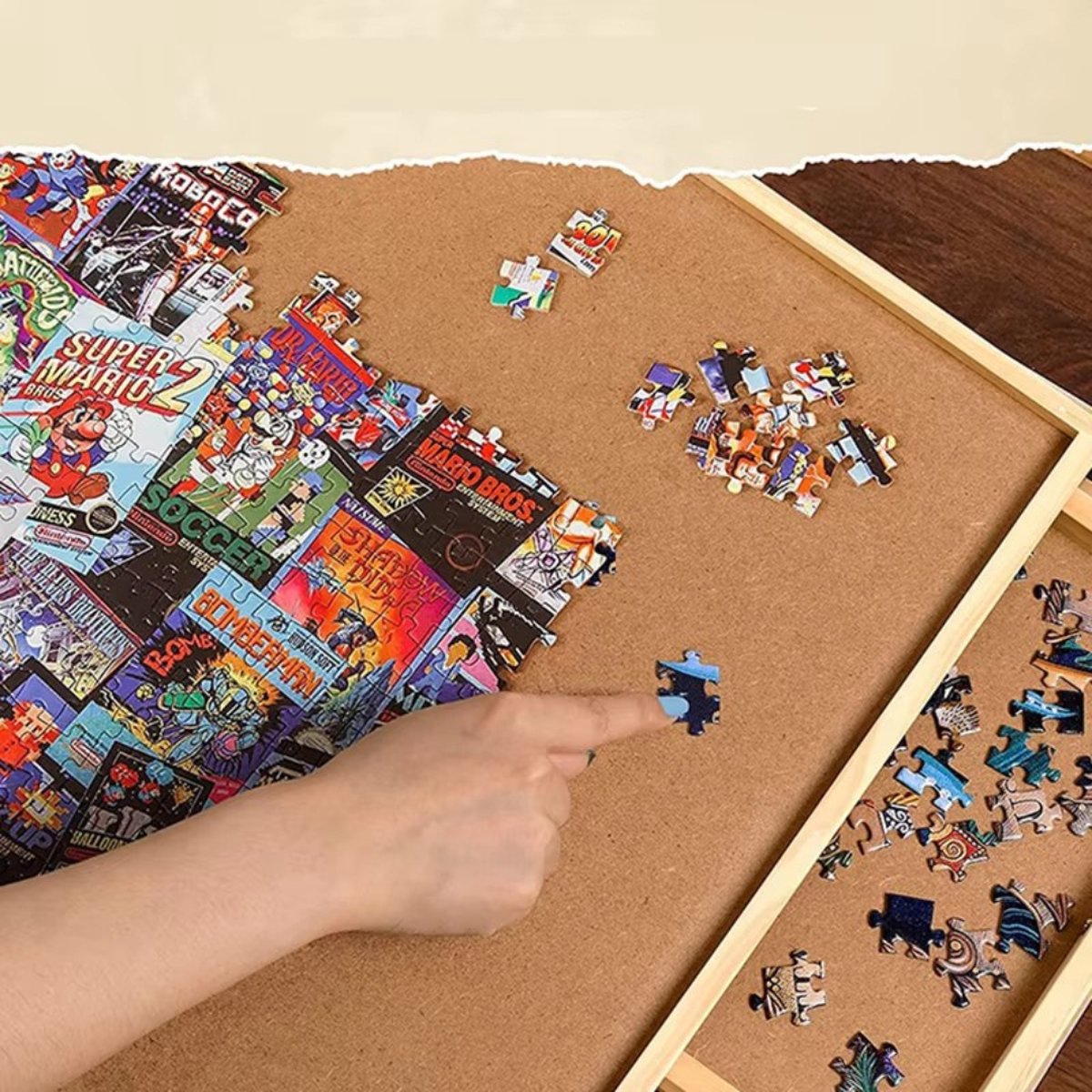 Livista Puzzelplaat voor 1500 Puzzelstukjes met 6 Lades – Puzzelbord met Opbergsysteem -Puzzelmat van Hout – Puzzeltafel