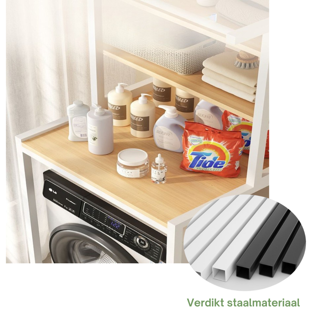 Livista® Wasmachine Kast - 3-Laags Opslagrek - Ruimtebesparende Wasruimte Organizer - 181x60x70 CM - Wit
