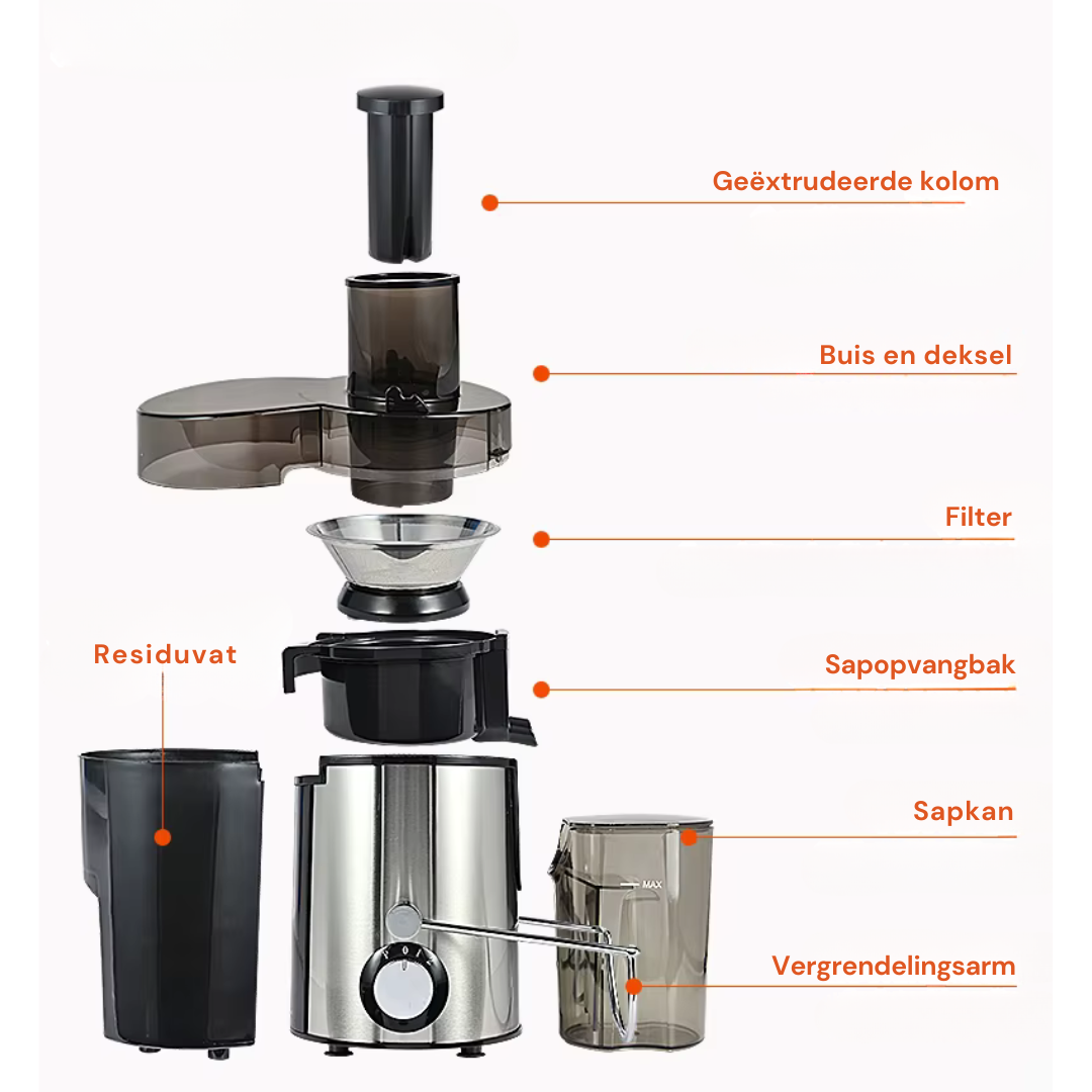 Livista® High-Speed Juicer – 2 Snelheidsstanden – Grote Invoeropening – Ultrafijn Filter – 1,8L Pulpcollector – Vers Fruit- en Groentesap
