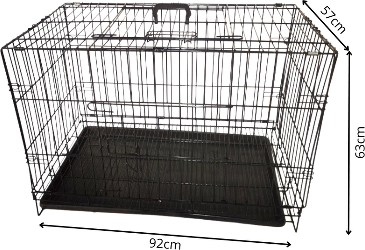Livista® - Metalen Hondenkennel L – Inclusief PVC Lade – Met Handgrepen – 2 Deuren – Duurzaam en Praktisch – 92x63x57cm