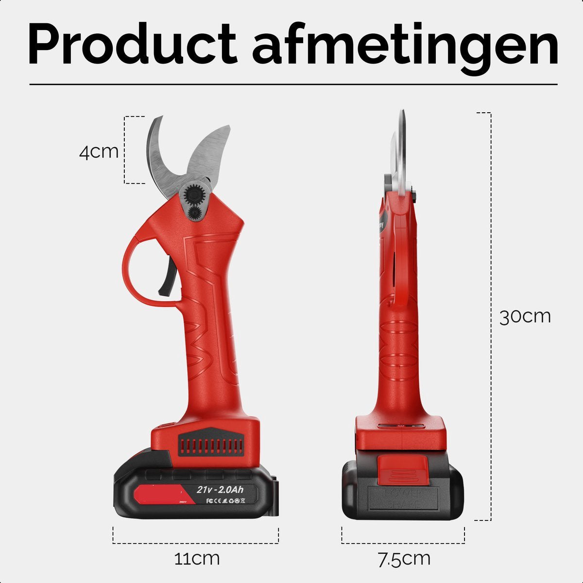 Truskore Elektrische Snoeischaar - Snoeischaar - 2 BAT - 25mm - 21V - ESG21V-2