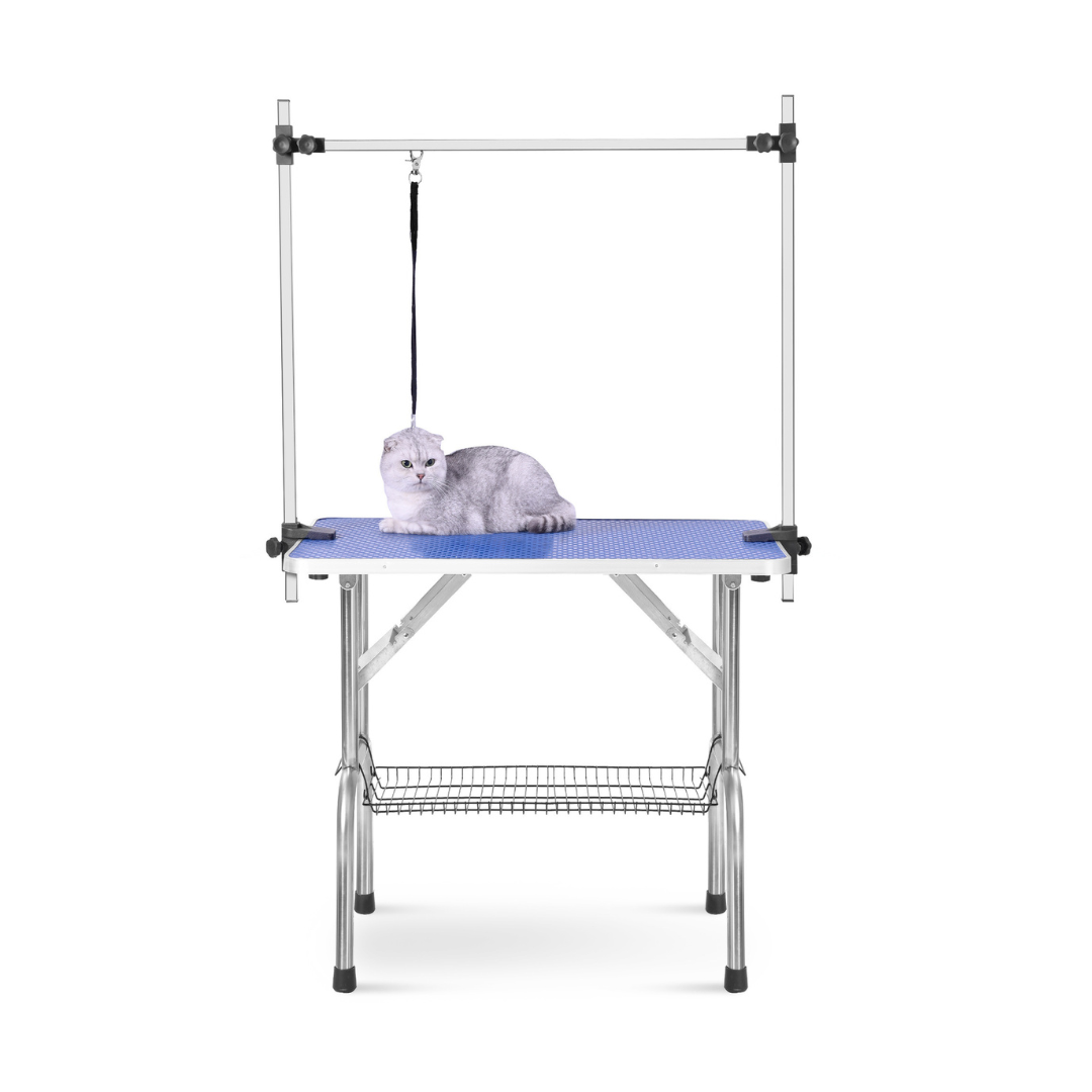 Livista Trimtafel voor Huisdieren - Verstelbare Trimtafel - Veilig en Stevig - Met Dubbele Aanlijnoptie - 2 Lussen - Opbergschap - 120L x 61B x 169H cm