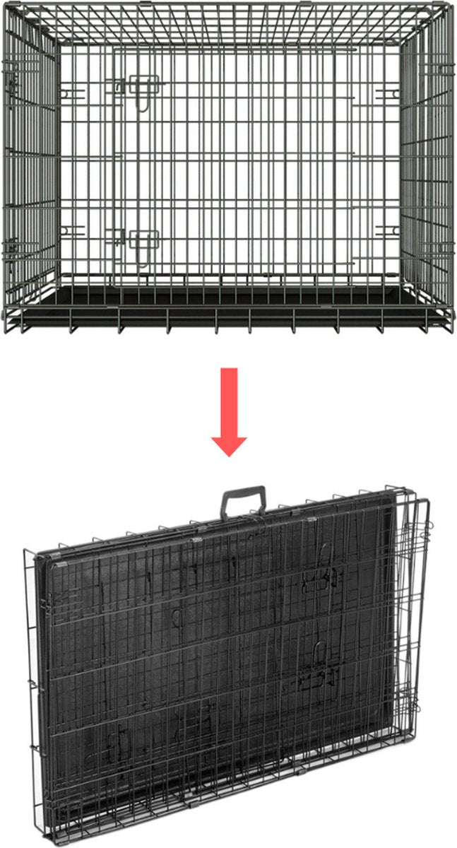Livista® - Metalen Hondenkennel XL – Inclusief PVC Lade – Met Handgrepen – 2 Deuren – Duurzaam en Praktisch – 107x76x68cm