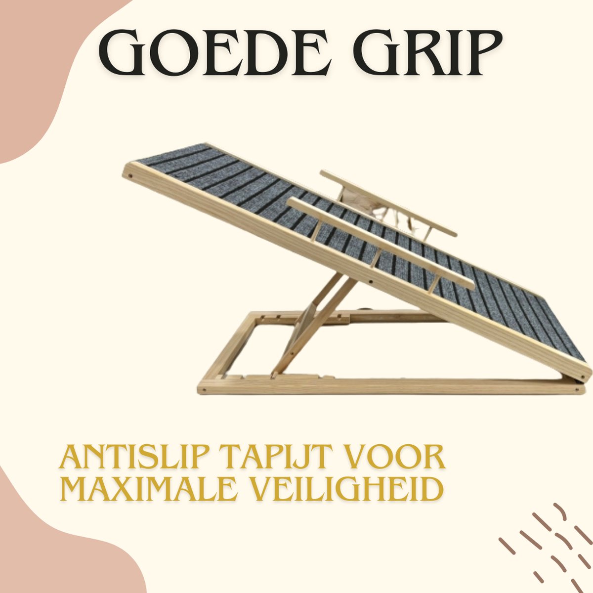 Livista Hondentrap - Hondenloopplank - Instelbaar - Voor Grote en Kleine Honden - Zwart/Hout