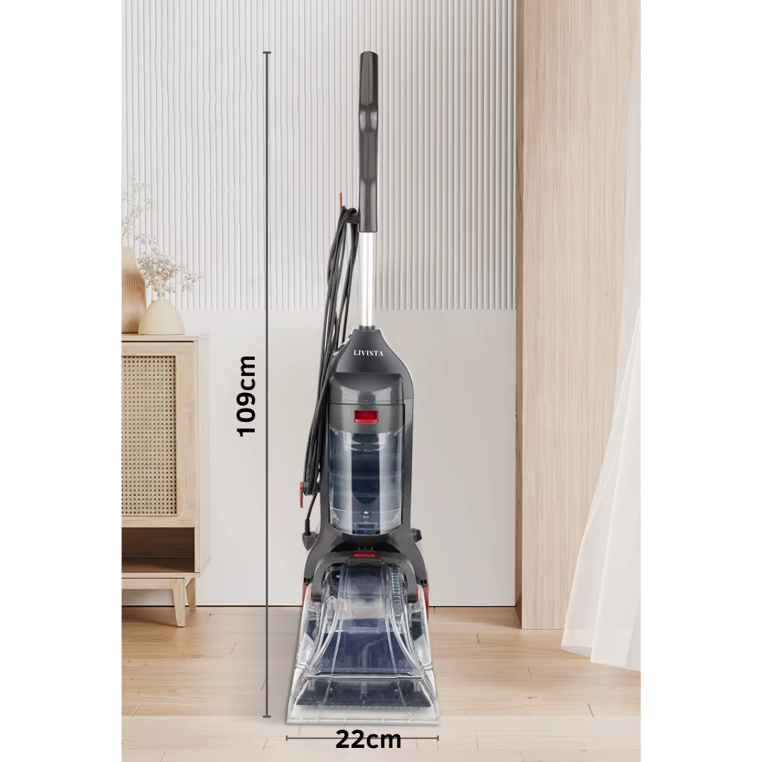 Livista® Tapijtreiniger – 3-in-1 Veeg-, Zuig- & Dweilfunctie – 500W – Grote Watertanks – 5m Snoer – Voor Tapijt, Bank & Vloer