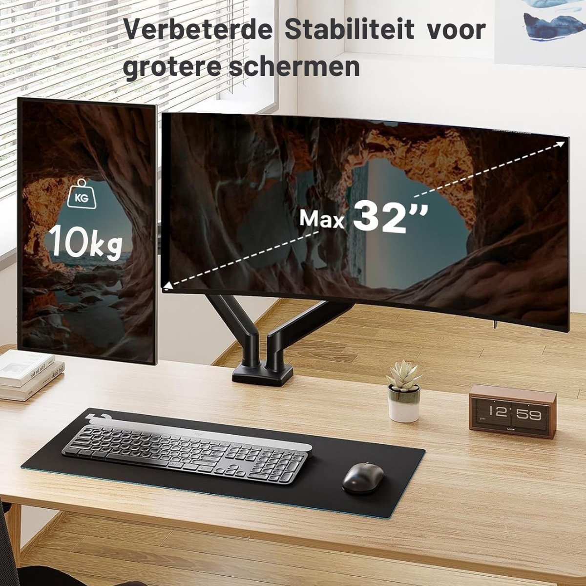 Truskore Dubbele Monitor arm - Monitor Beugel voor 13-32 Inch - Verstelbaar - Universeel - Zwart