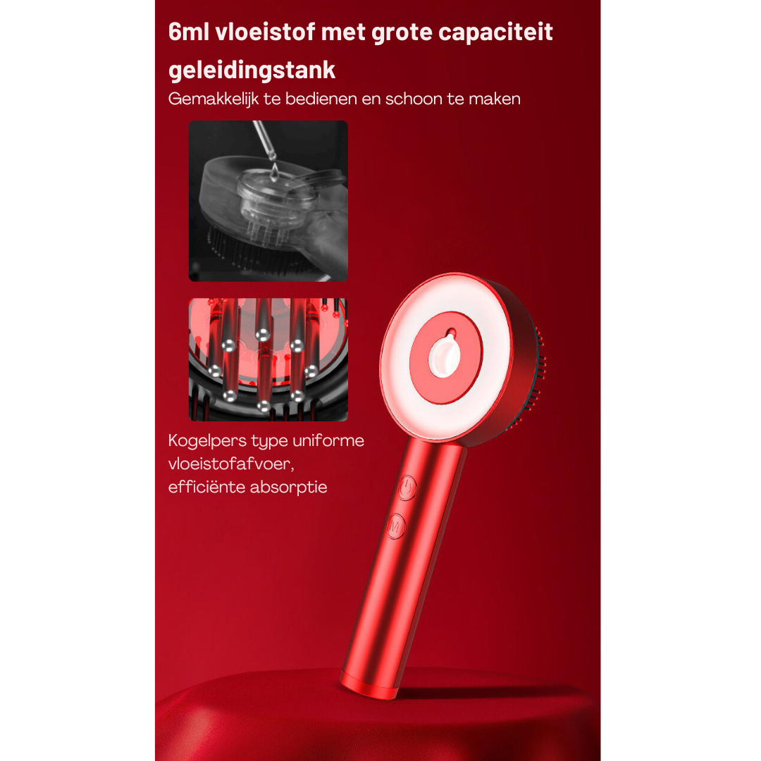 Livista® - Hoofdhuidmassager – Roodlichttherapie-apparaat – Elektrische Hoofdmassager – Haarolie Applicator – Hoofdhuid Massageborstel – Ontspanning en Haarverzorging - Rode