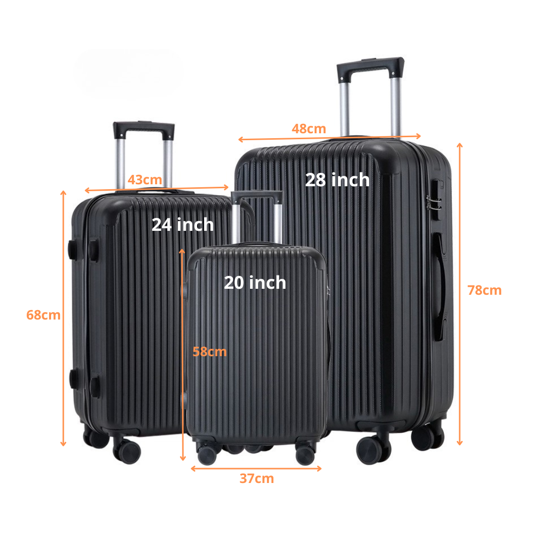 Livista® Kofferset - 3-delig - 35L handbagage + 65L en 100L ruimbagage - Lichtgewicht - Trolley - Zwart