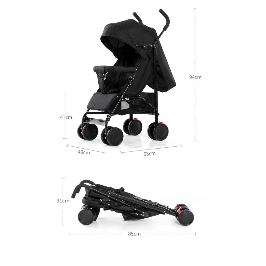 Livista Lichtgewicht Kinderwagen Buggy – Verstelbare Rugleuning 95°-175° – Compact en Comfortabel – 6-36 Maanden – Max. 15 kg– Zwart