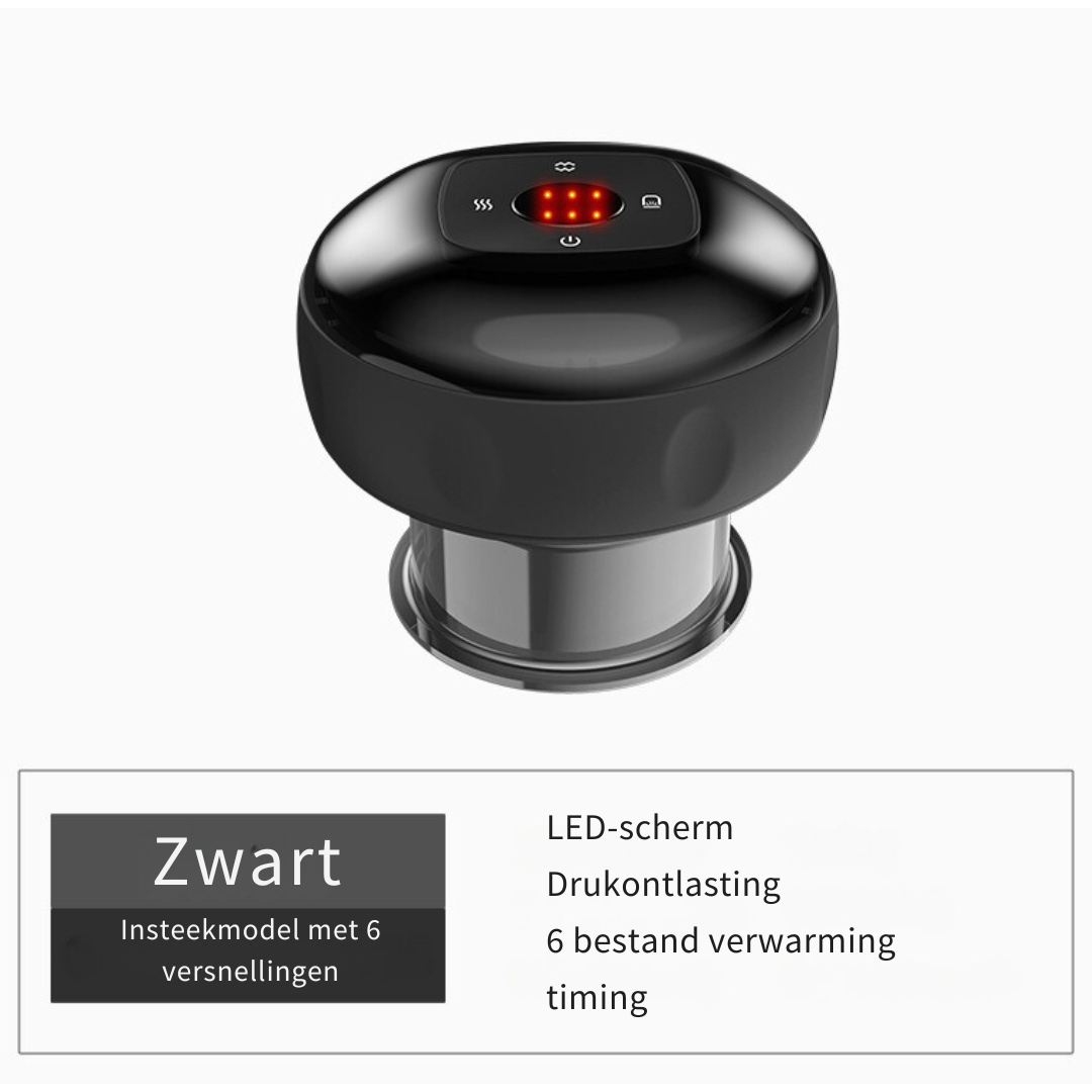 Livista® - Elektrische Lichaamsmassager – 12 Instellingen en Warmtestanden – Volledige Lichaamsontspanning – Cupping Set – Spierontspanningscups - Zwart