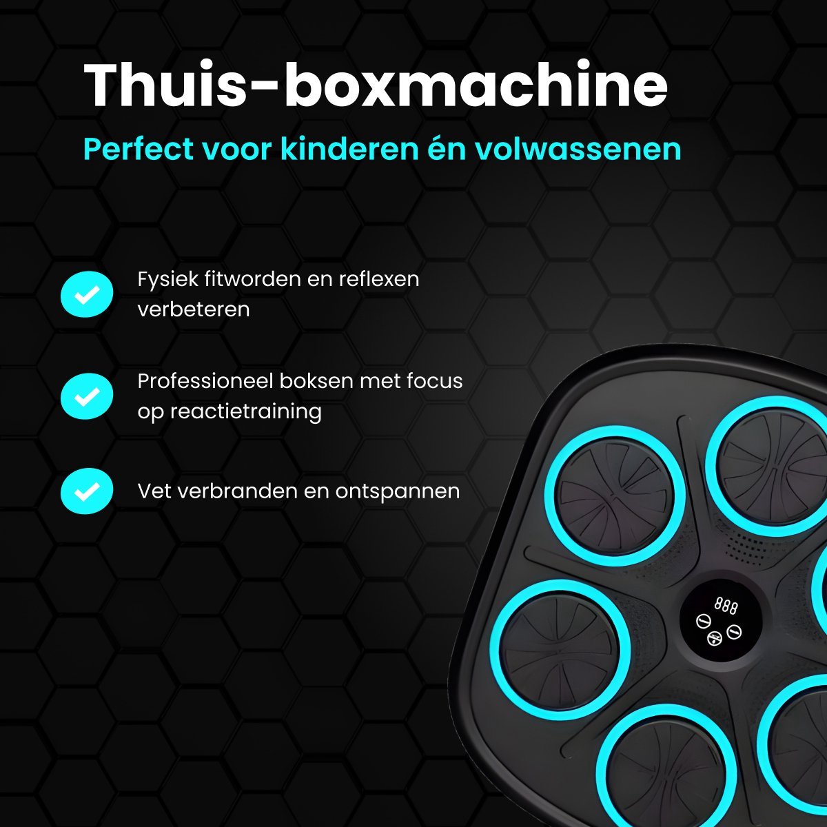 Truskore Smart Music Boxing Machine - 2025 model - Bluetooth Muziek - Vernieuwde Display - Verschillende Modussen - Boxing machine voor Volwassenen en Kinderen - Fitness - Boksmachine - Boxmachine