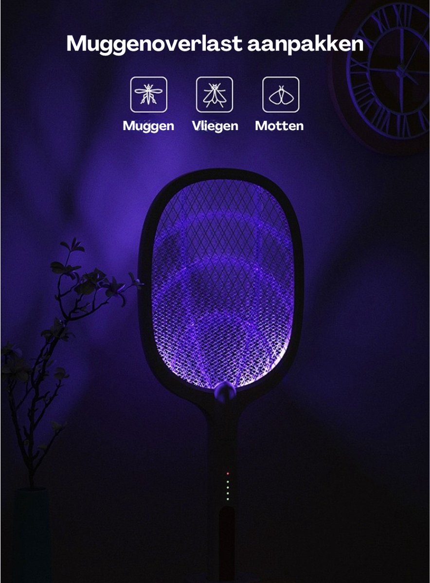 Livista® Elektrische Muggenmepper - 2-in-1 Multifunctioneel - Elektrische Muggenverdelger - Vangt Muggen met Paars Licht - Oplaadbaar via USB - Effectieve Muggen- en Insectenbestrijder