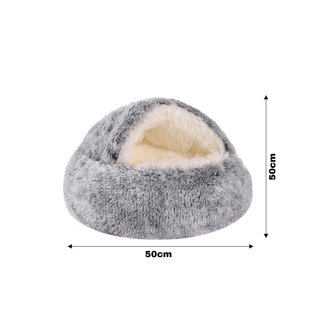 Livista Pluche Kattenbed - Kattenmand - Supercomfortabel Kattenhuis - Halfgesloten Schelpvorm - Geschikt voor Kittens en Puppy's tot 10 kg - Lichtgrijs