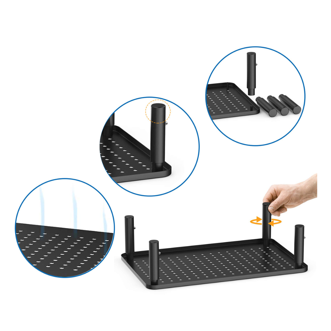 Livista® - Monitorstandaard- Set van 2 - Verstelbare Monitorverhoger - Metaal - Zwart - 37 x 23.5 x 10 cm