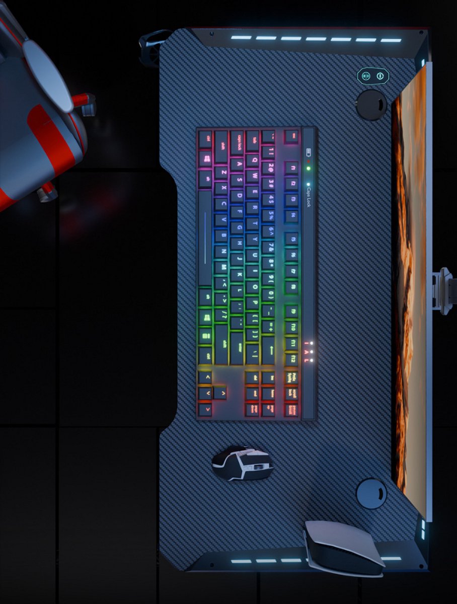 Livista® Gaming Bureau - 140x60x73cm - RGB Verlichting - Ergonomisch Ontwerp - Stabiele Driehoekige Structuur - Zwart