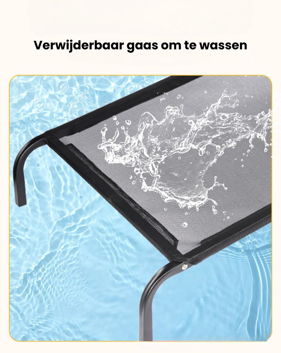 Livista® Vierseizoenen Huisdierbed - Afneembaar en Wasbaar - Verhoogd en Vochtbestendig - Geschikt voor Grote Honden - Maximale Draagkracht 100 kg - Afmetingen 122x70 cm - Zwart