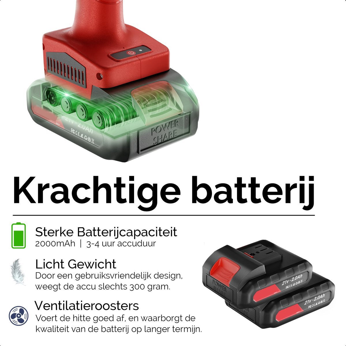 Truskore Elektrische Snoeischaar - Snoeischaar - 2 BAT - 25mm - 21V - ESG21V-2