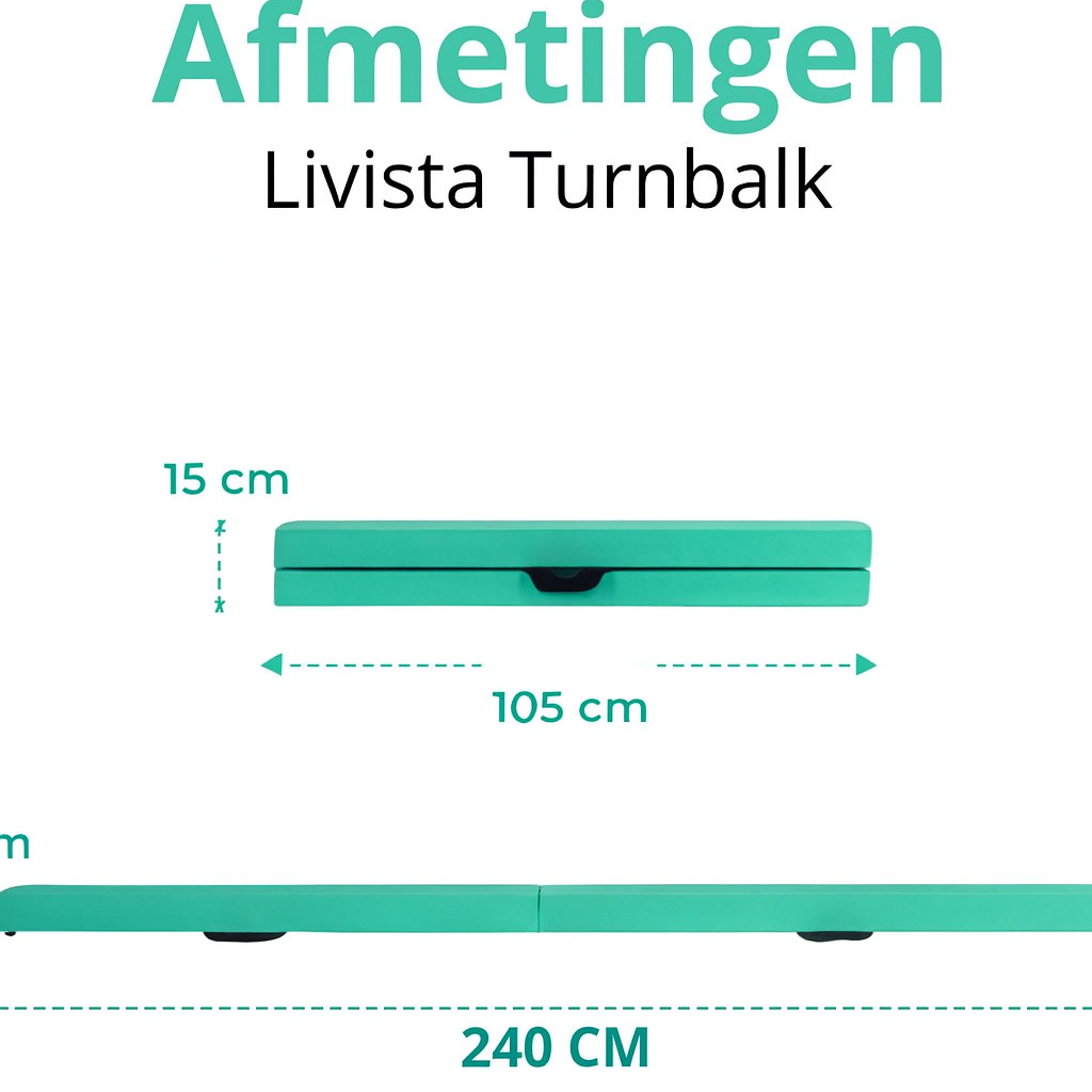 Livista Turnbalk - Voor thuis - Evenwichtsbalk - Balanstrainer - Balans speelgoed - Mintgroen - 240 cm - Incl. draagtas - Thuis Turnen