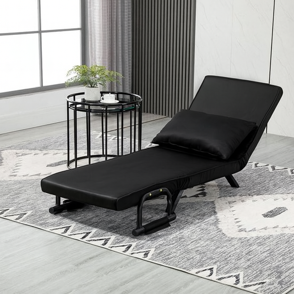 Livista 3-in-1 Uitklapbare Slaapstoel Belastbaar Tot 100 kg Zwart - Inklapbare Slaapbank Met Verstelbare Rugleuning - Modern Design Logeerbed - Slaapfauteuil