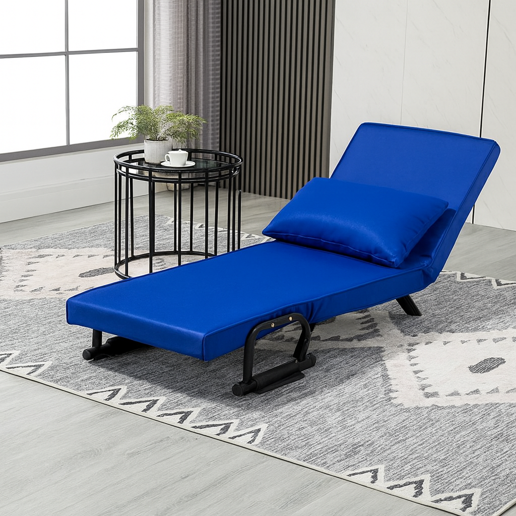 Livista 3-in-1 Uitklapbare Slaapstoel Belastbaar Tot 100 kg Blauw - Inklapbare Slaapbank Met Verstelbare Rugleuning - Modern Design Logeerbed - Slaapfauteuil