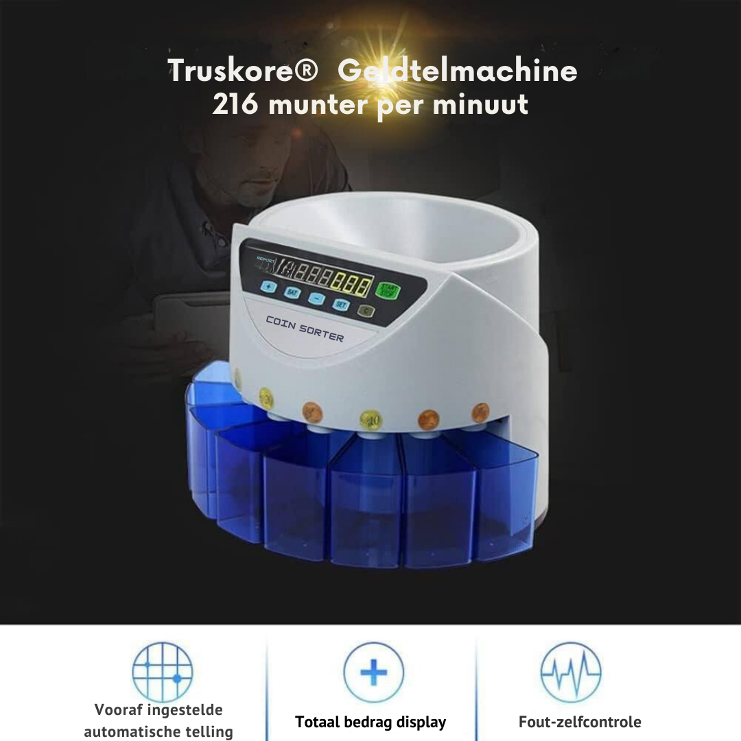 Truskore Geldtelmachine munten (Grijs) - Inclusief Gratis Opberg- en Stofhoes -Munttelmachine