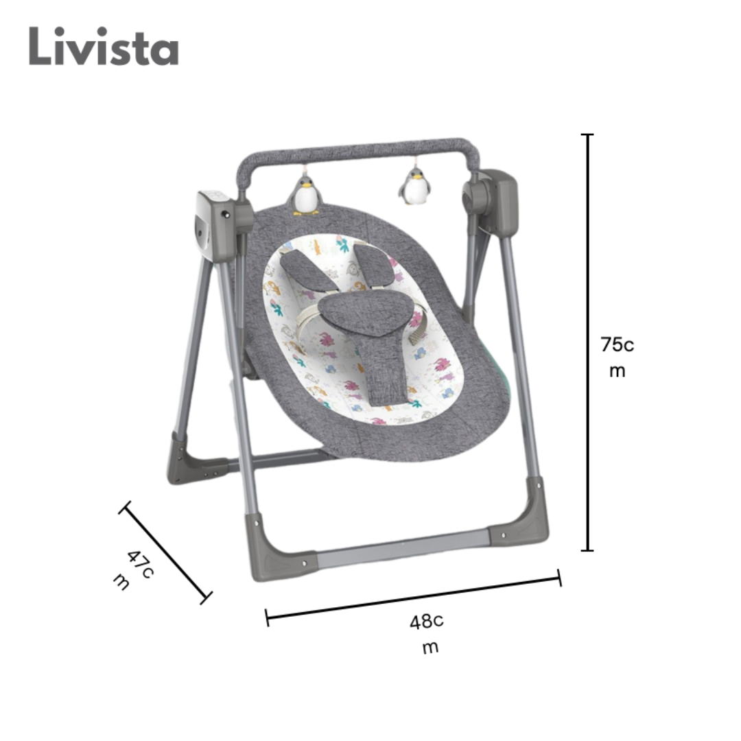 Livista® - Elektrische Wipstoel voor Baby's - BabySchommelstoel - Baby Swing - 5 Verstelbare Schommelniveaus - 3 Timerinstellingen - Intelligente Dubbele Bediening
