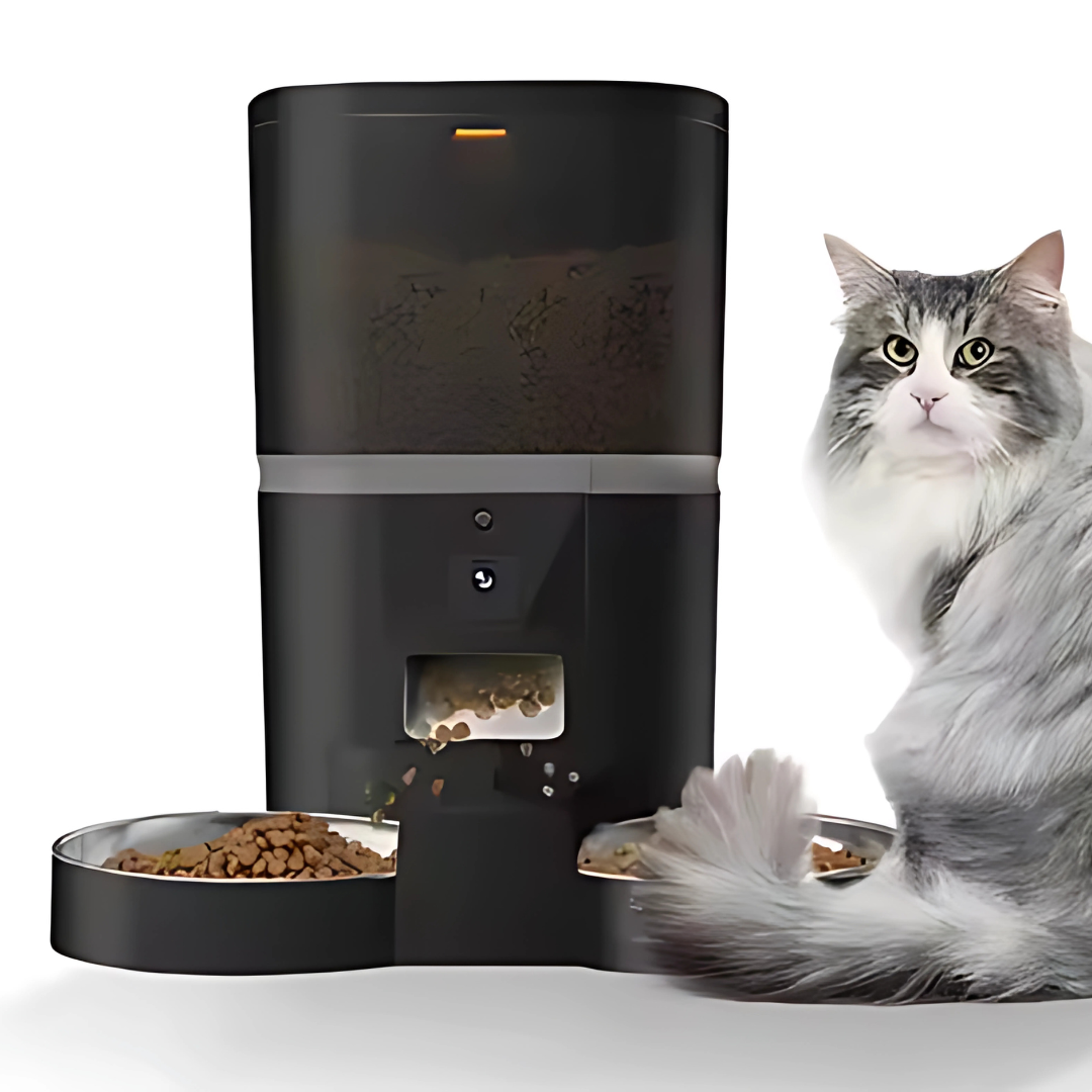 Livista Automatische Voerbak Kat en Hond - Twee Voerbakken - met App - 4 L - Zwart