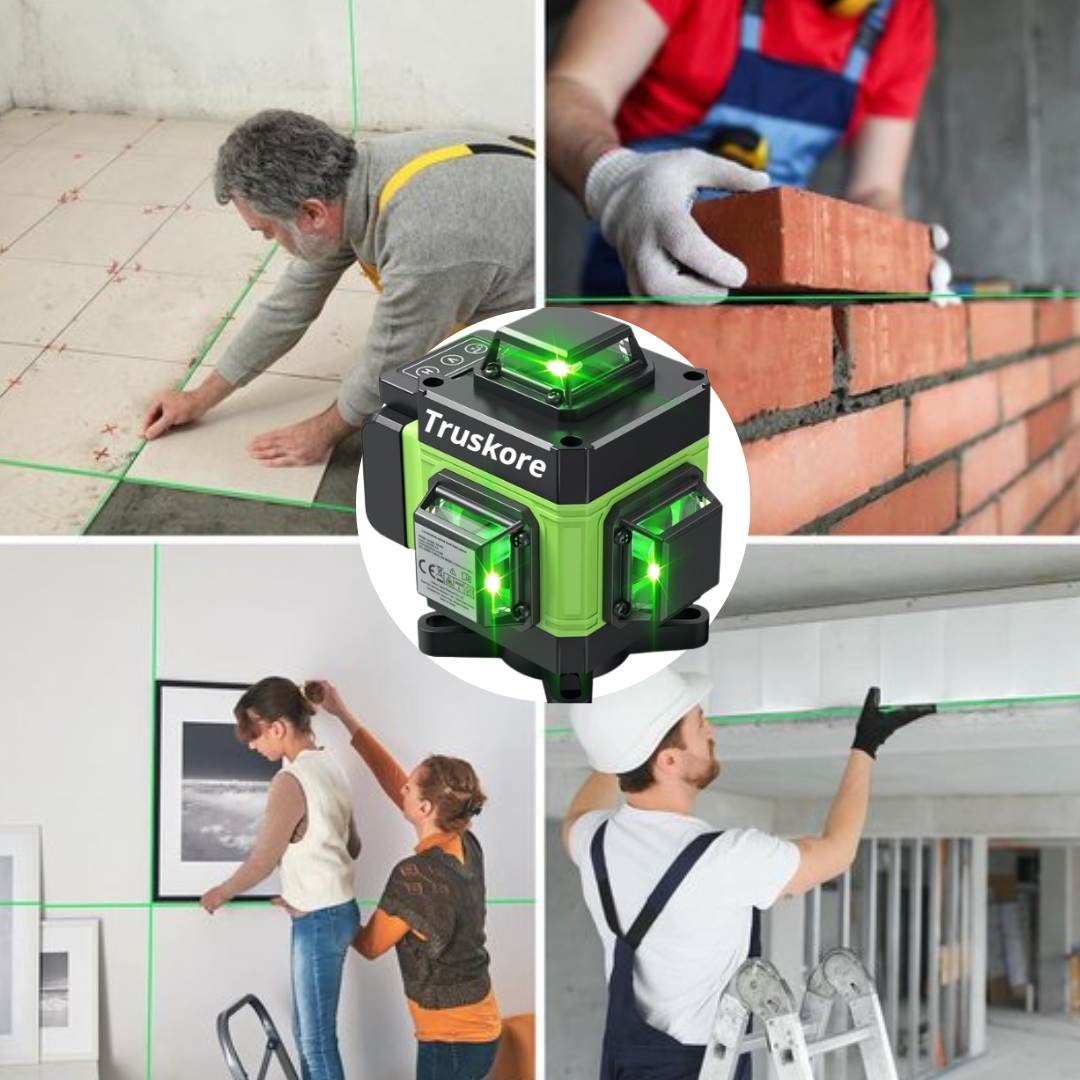 Truskore Kruislijnlaser Met Statief - 4 tot 16 Lijnen - 4D Professionele Bouwlaser - 50 Meter Meetbereik - Zelfnivellerend - 360 Graden - Laser Waterpas - Lijnlaser - Complete set - Groen