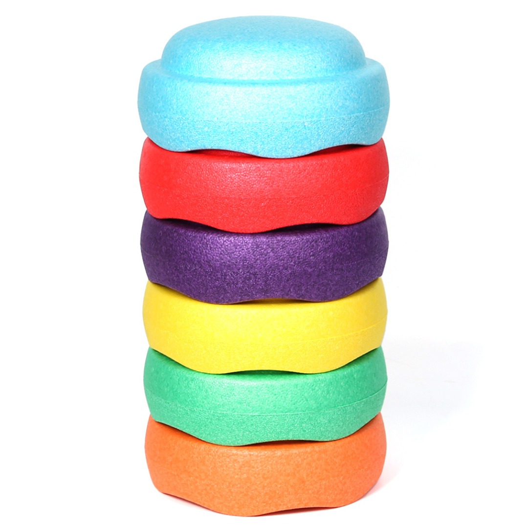Livista Stapelstenen - Balanceerstenen - regenboog - 6 stuks - Balans speelgoed - Rond