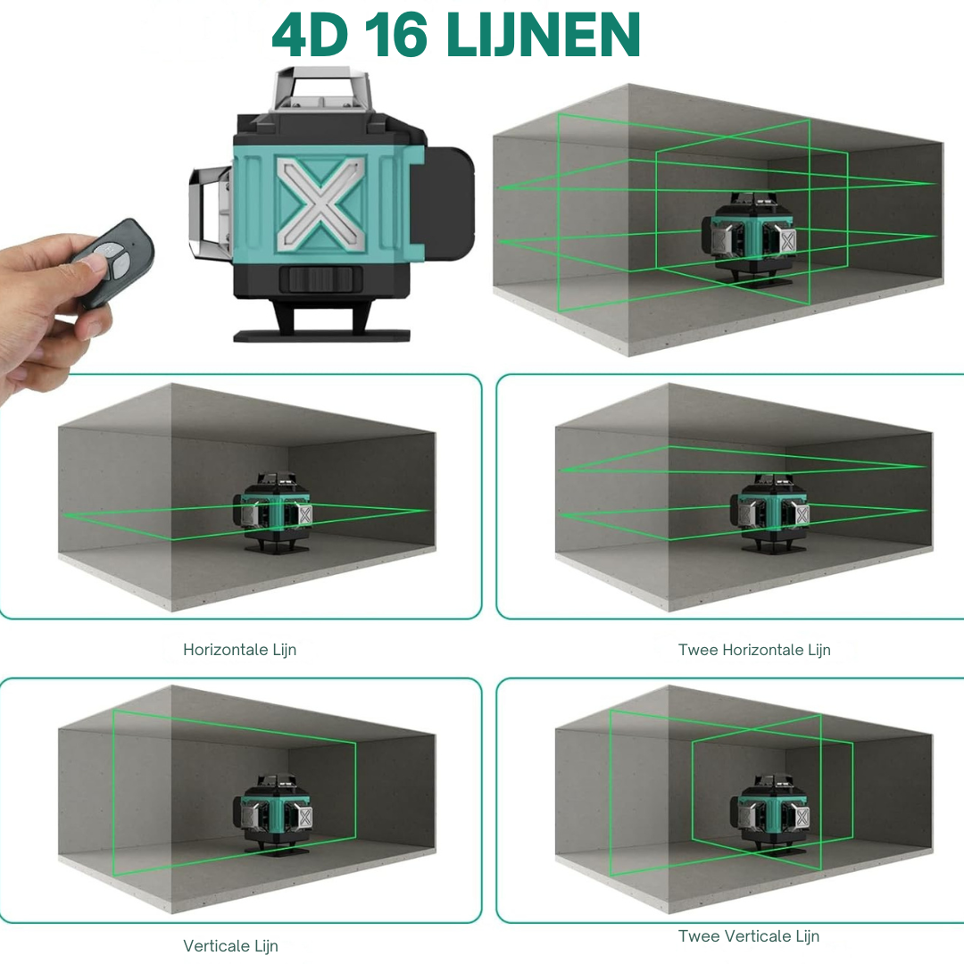 Truskore Kruislijnlaser Met Statief - 4 tot 16 Lijnen - 4D Professionele Bouwlaser - Zelfnivellerend - 360 Graden - Laser Waterpas - Lijnlaser - Complete set