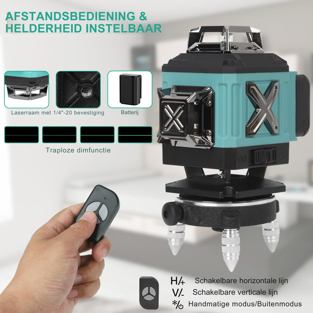 Truskore Kruislijnlaser Met Statief - 4 tot 16 Lijnen - 4D Professionele Bouwlaser - Zelfnivellerend - 360 Graden - Laser Waterpas - Lijnlaser - Complete set